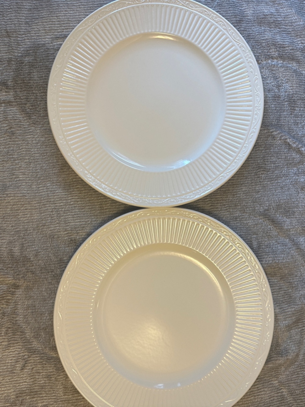 Mikasa Cream Embossed Rim Dinner Plates - Set of 2